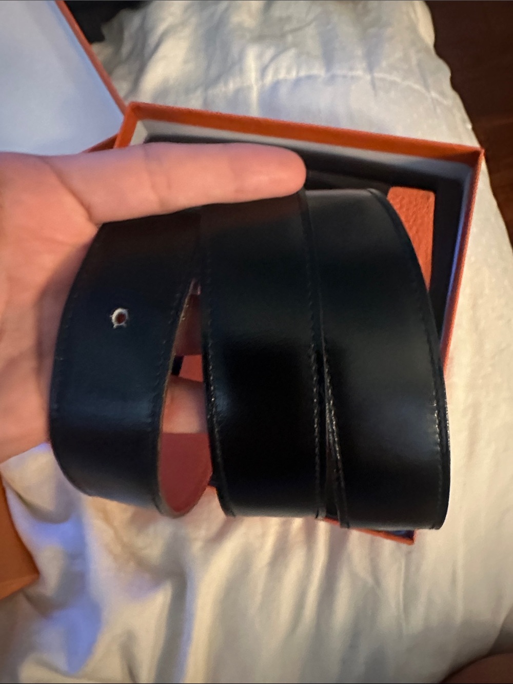 Authentic Hermes H Guillochee belt buckle & Reversible leather strap 90cm - Picture 6 of 6